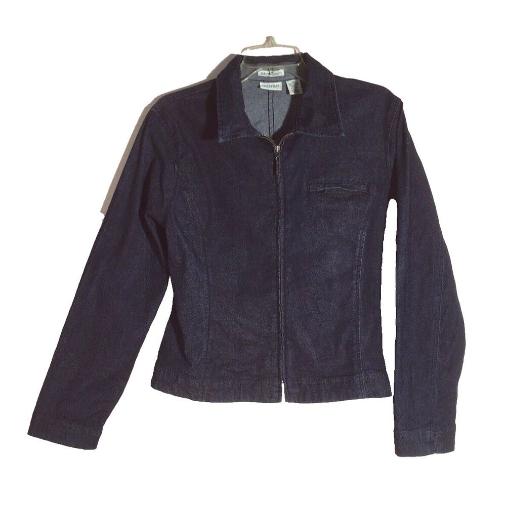 CROSSROADS 14 Stretch Denim Top Zip Up or Lightweight Jacket Very Good Cotton L